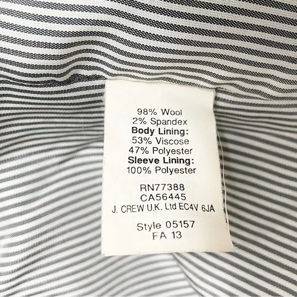 J. Crew Schoolboy Blazer Black Wool Gold Button Jacket Preppy Women’s Size 2